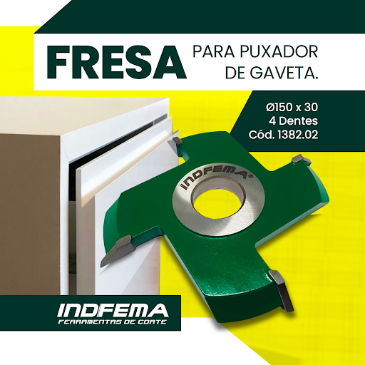 Fresa para Puxador de Gaveta Ø150 x 30 - 4 Dentes - Cód. 1382.02